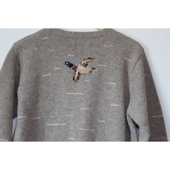 Lauren Ralph Lauren Lambswool Cardigan Hand Knit Mallard Duck Hunting M H13900 - Picture 11 of 11